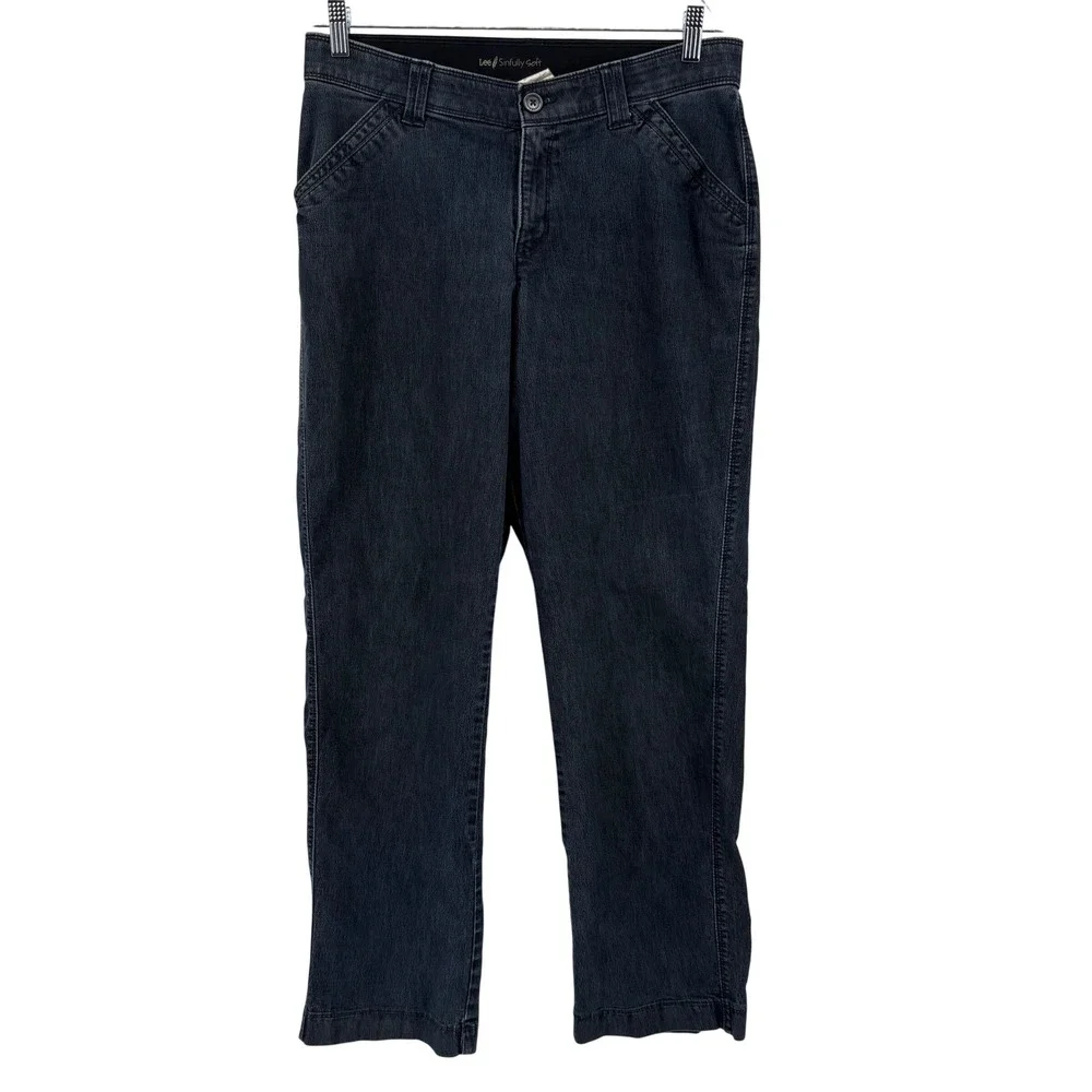 Lee Sinfully Soft Women Size 12 Medium Dark Wash Straight Leg Jeans Blue